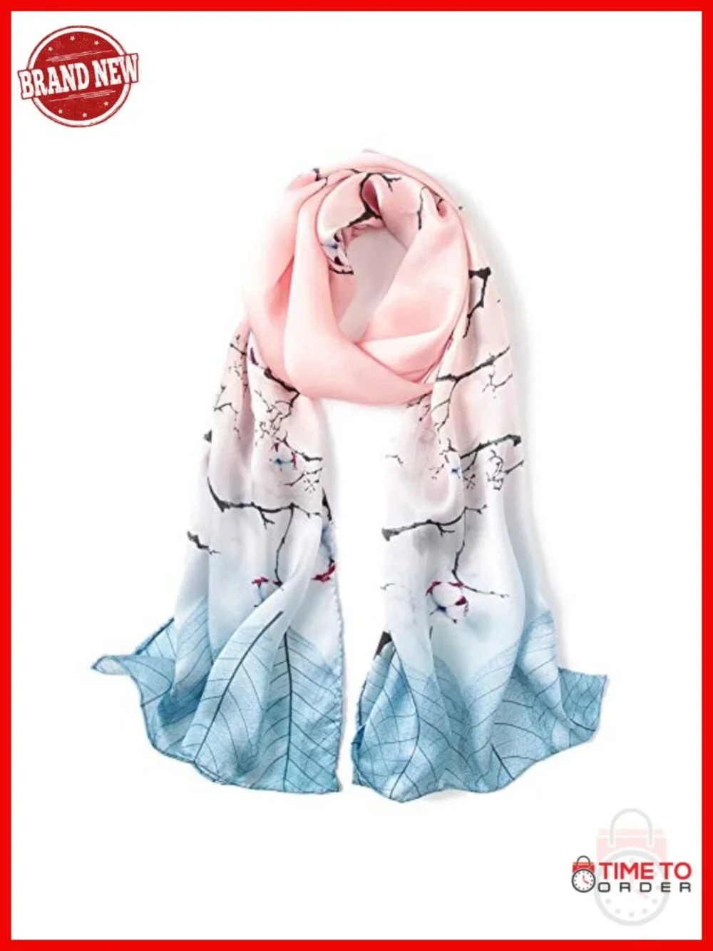 100% Silk Long Oblong Shawl Scarf Wrap Gift Packed